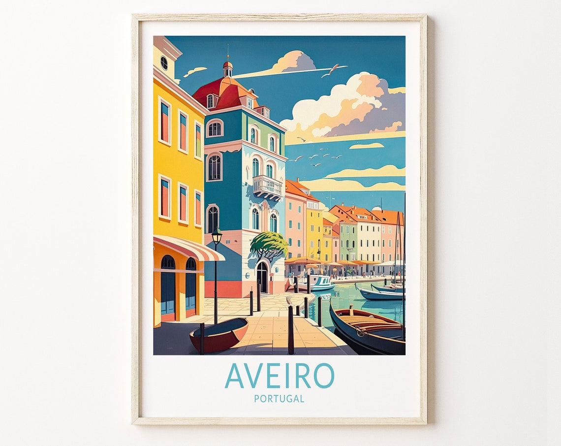 Aveiro City Portugal Travel Poster Aveiro Travel Poster Print Aveiro Wall Art Aveiro City Wall Art Gallery Birthday Presents