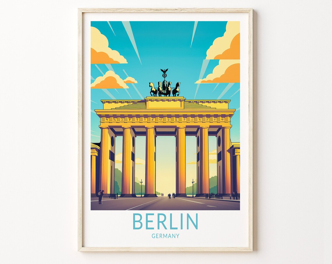 Berlin Germany Brandenburg Gate Golden Sunrise Travel Poster