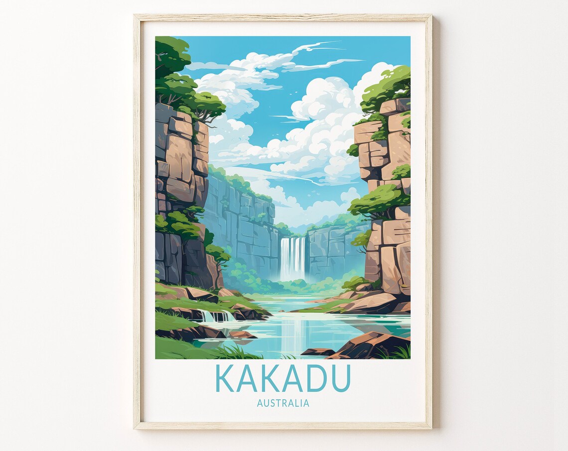 Kakadu National Park Australia Waterfall Gorge Travel Poster