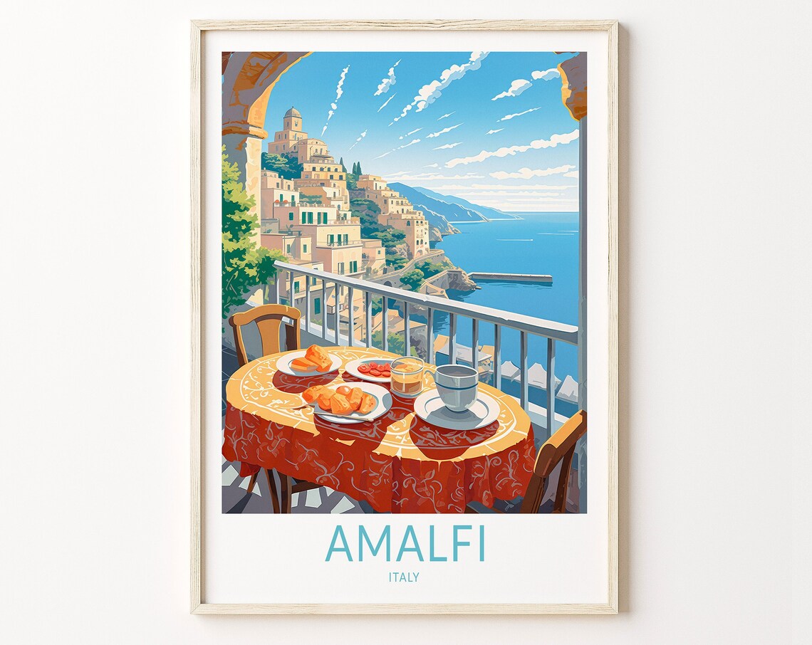 Amalfi City Travel Poster, Amalfi Coast Italy