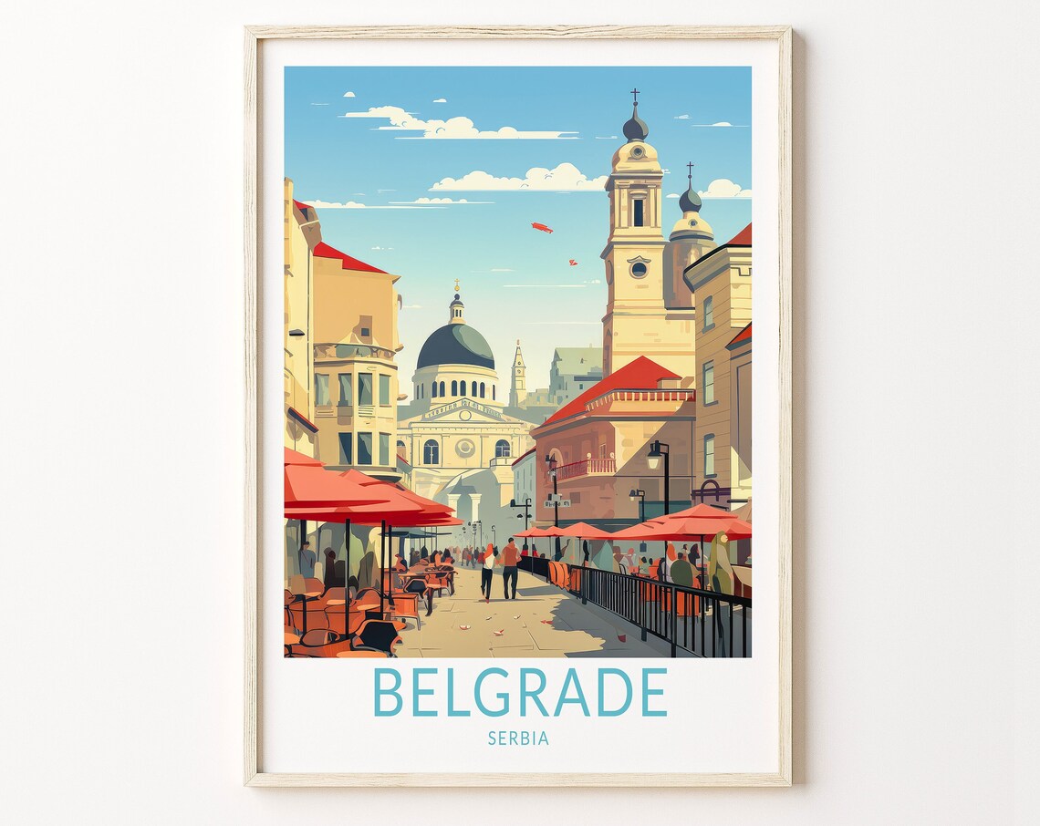Belgrade Travel Poster, Serbia City Travel Art Print