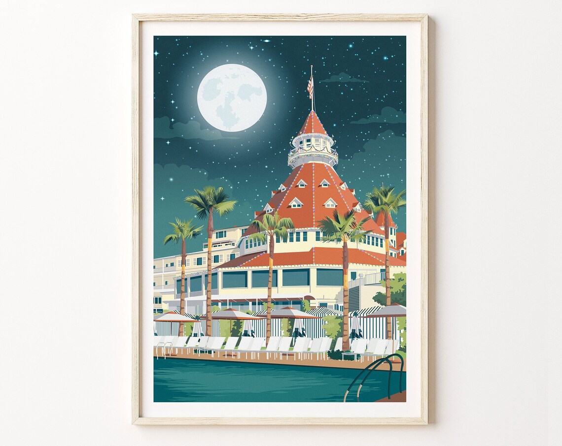 Coronado Christmas Beach Poster, San Diego Travel Art