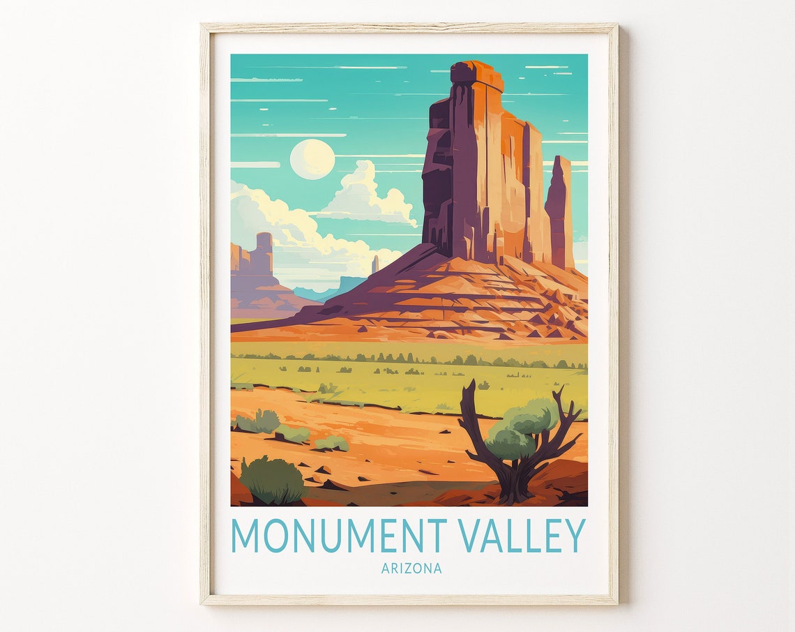 Monument Valley Arizona Daytime Desert Vista Travel Art Poster