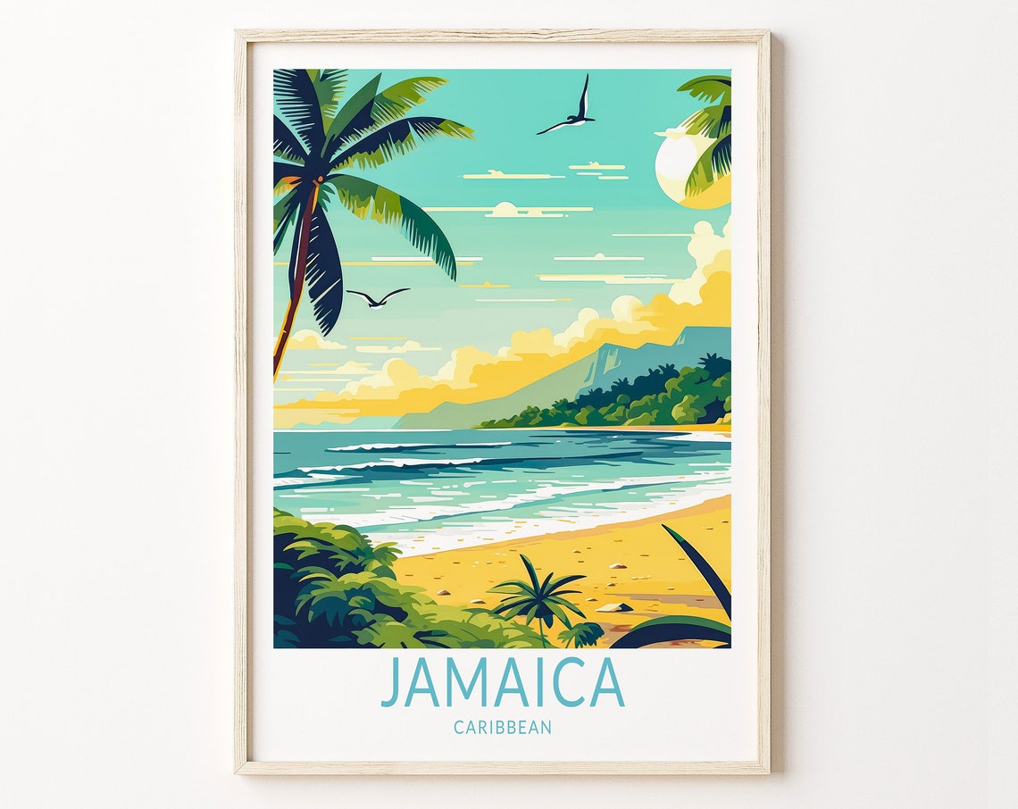 Jamaica Travel Poster Jamaica Caribbean Island Poster Print Jamaica Caribbean Island Wall Art Gallery Jamaica Poster