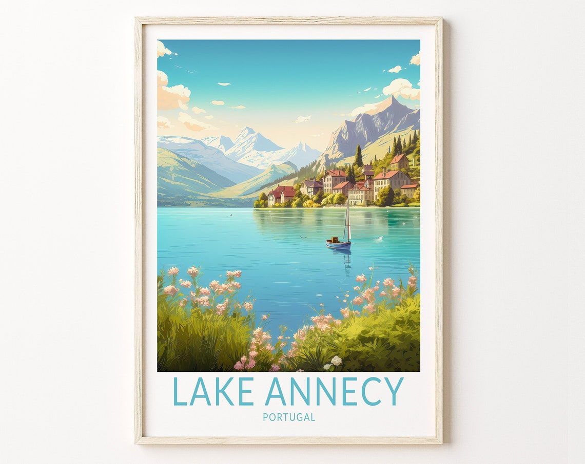 Lake Annecy Travel Print Lake Annecy Poster Print Lake Annecy France Wall Art Food And Travel Wall Art Travel Gifts Wall Art Gallery