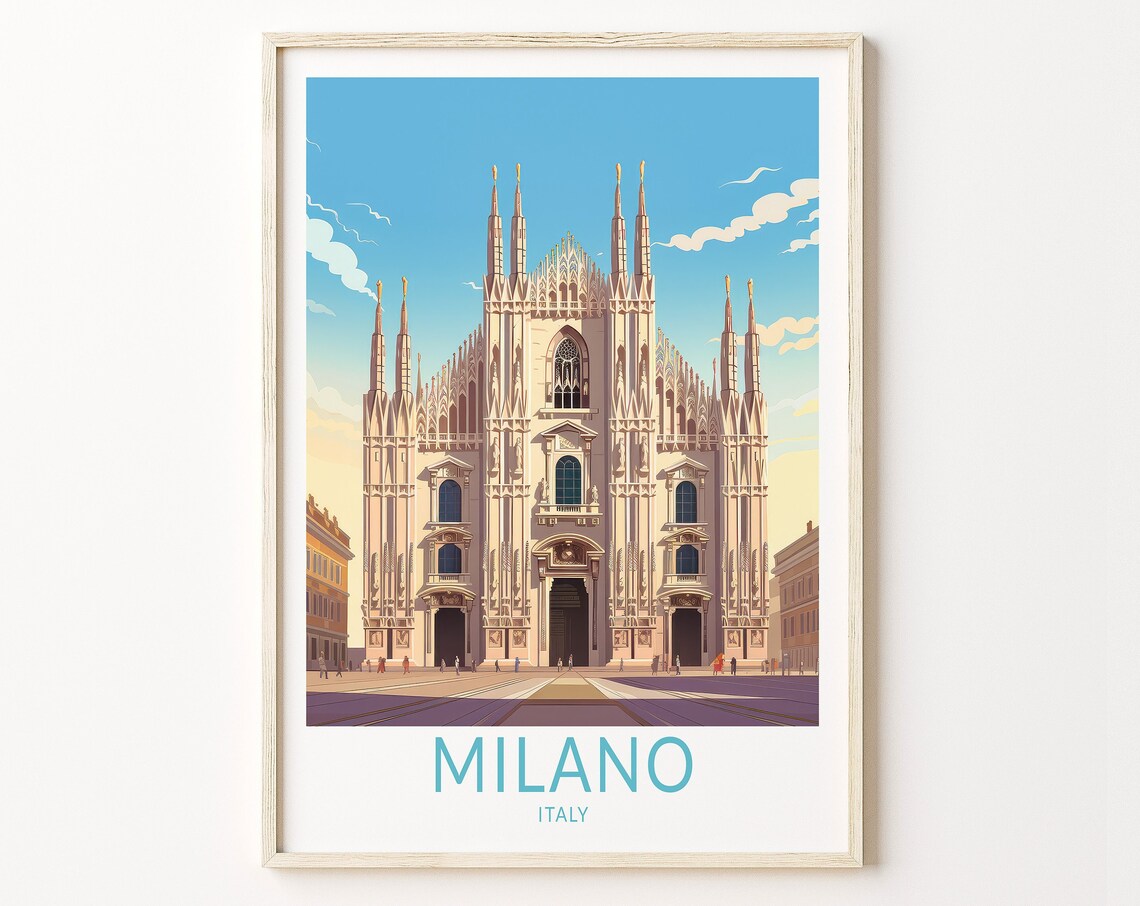 Milano City Travel Poster, Italy Travel Poster Print