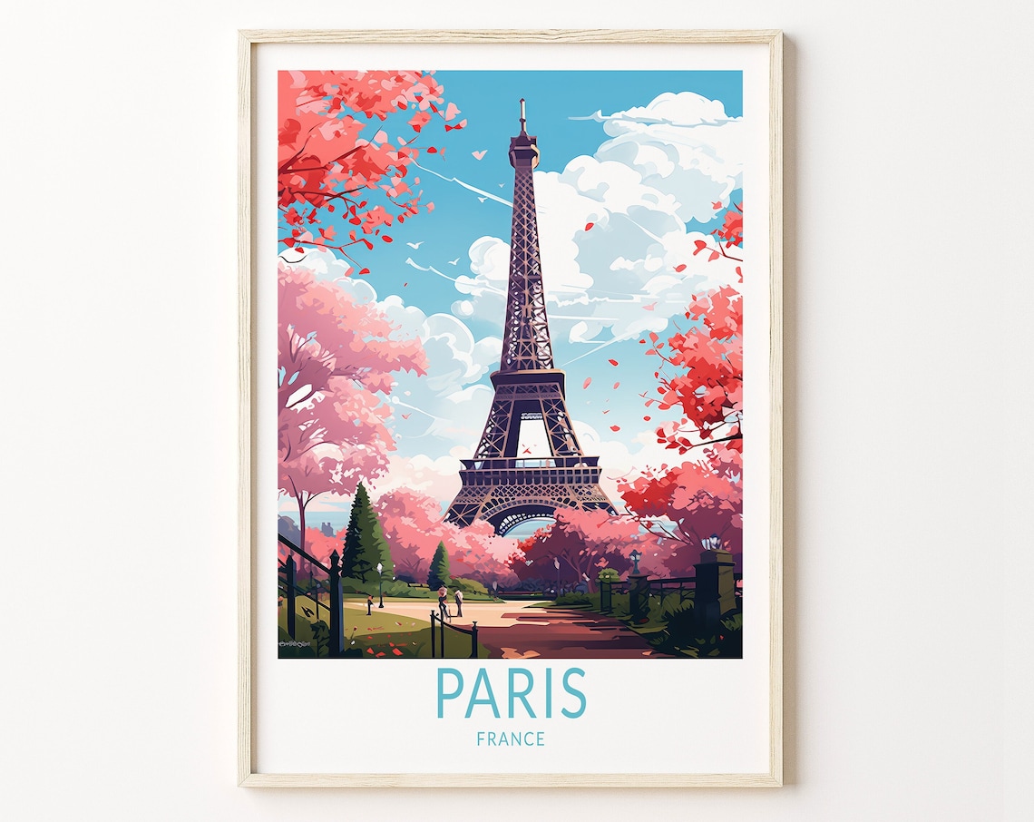 Paris Travel Poster, Eiffel Tower, France Decor