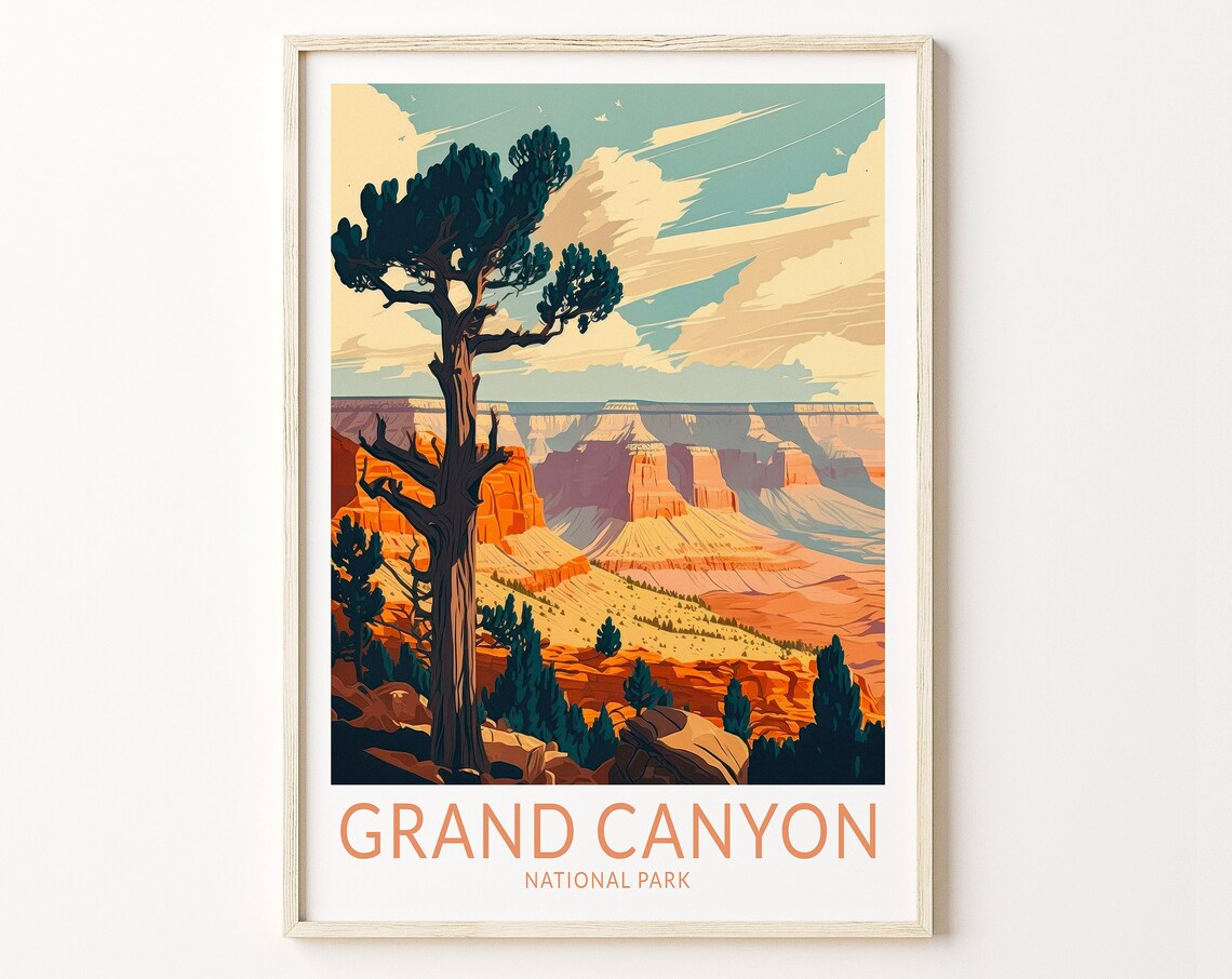 Grand Canyon National Park Travel Poster, Canyon Wall Art