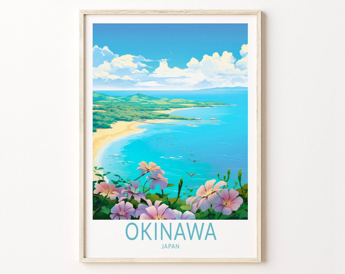 Okinawa Tokyo Japan Travel Poster, Japanese Wall Art