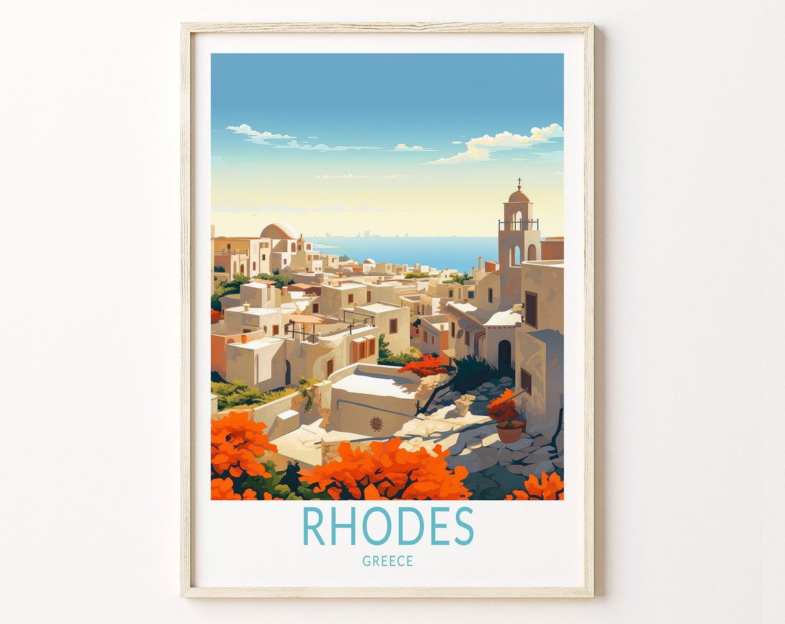 Rhodes Greece Travel Print Rhodes Travel Art Wall Decor Greece Home Decor Wall Art City Travel Poster Gifts Home Decor