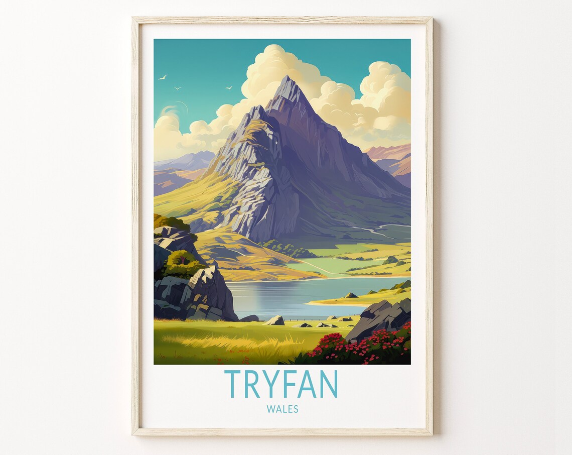 Tryfan Travel Poster, Personalized Wales Wall Art