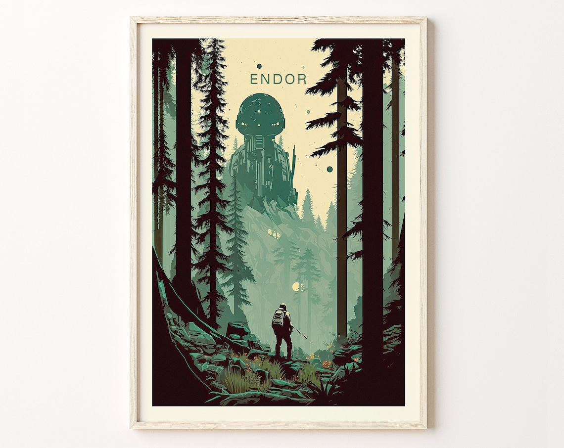 Endor Minimalist Retro Travel Poster, Trilogy Print