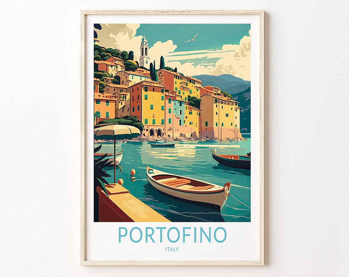 Portofino Italy Travel Print Portofino Travel Poster Italy Coast Portofino Wall Art Travel Wall Decor Birthday Gift