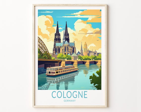 Cologne Germany Travel Poster, Personalized Travel Art