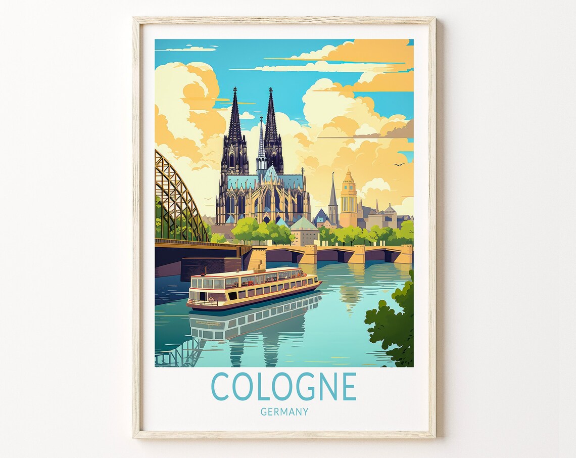 Cologne Germany Travel Poster, Personalized Travel Art