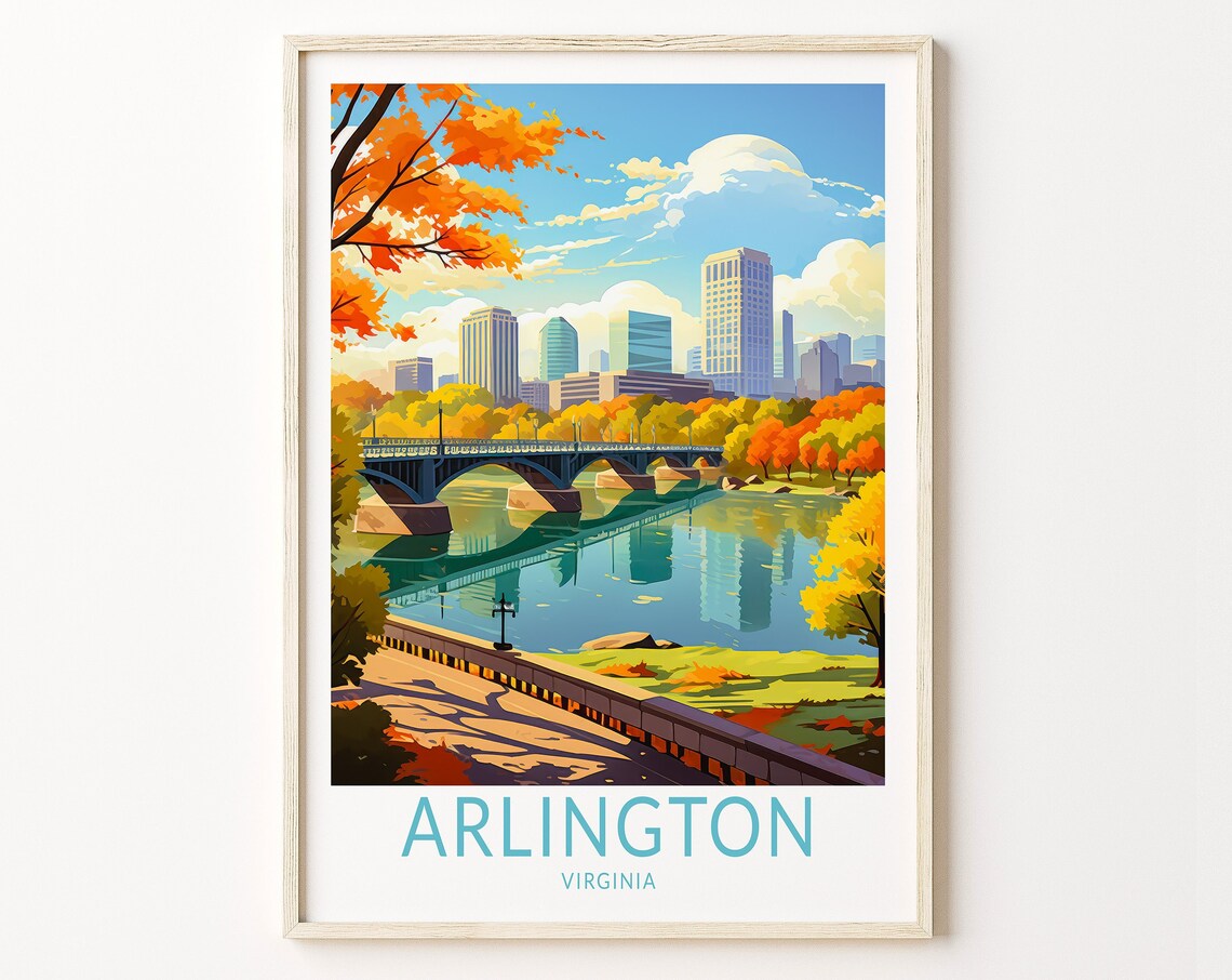 Arlington Virginia Travel Poster, City Wall Art Decor