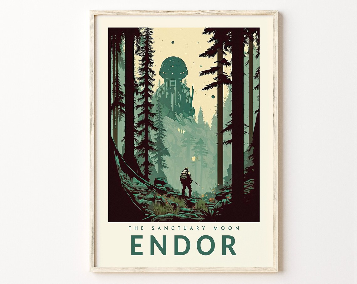 Star Wars Endor Retro Travel Poster Print