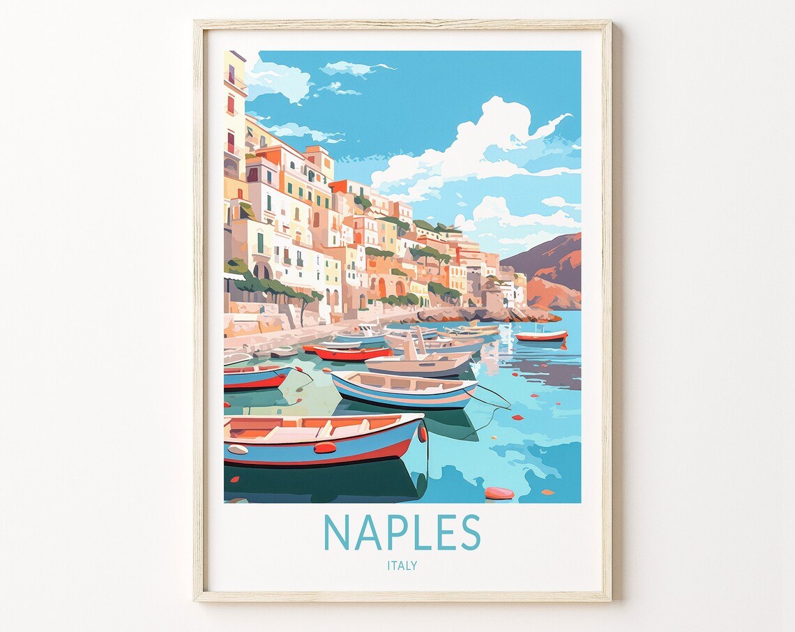 Naples Italy Travel Poster, Coast Wall Art