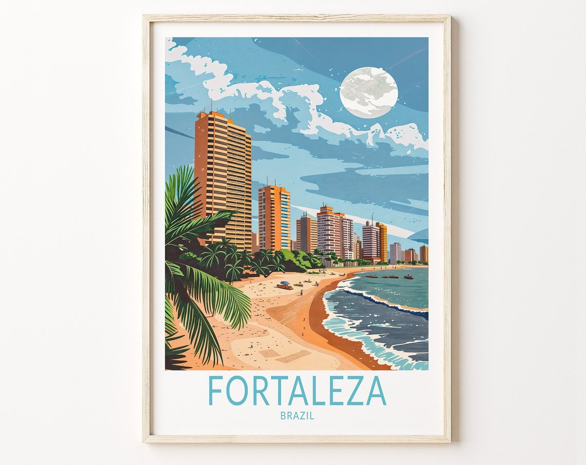 Fortaleza Brazil Travel Poster Brazil Travel Wall Art Fortaleza Beach Poster Brazil Coastal Wall Decor Personalised Gifts