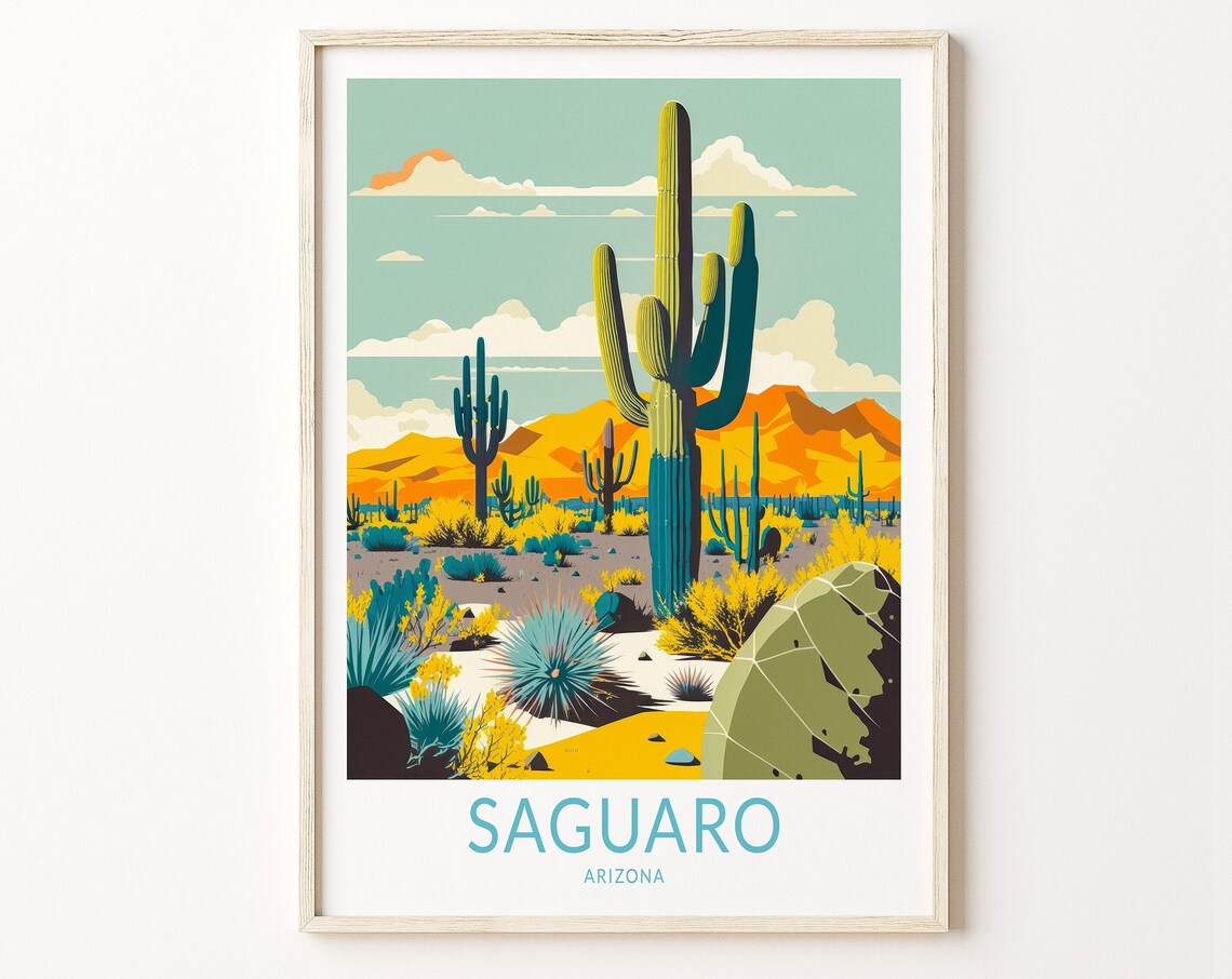 Saguaro National Park Travel Poster, Arizona Print