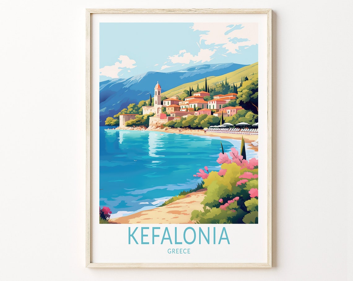 Kefalonia Travel Poster Kefalonia Greece Poster Print Kefalonia Greece Custom Travel Print Personalized Travel Poster Birthday Gifts