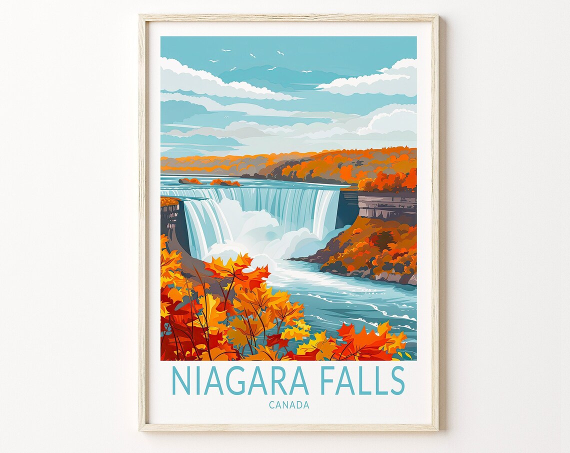 Niagara Falls Canada Horseshoe Falls Autumn Colors Travel Poster
