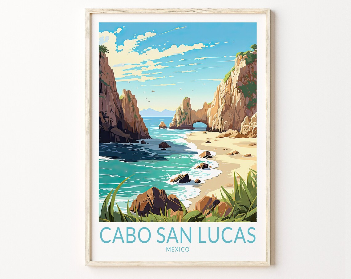Cabo San Lucas Travel Poster, Mexico Art Print