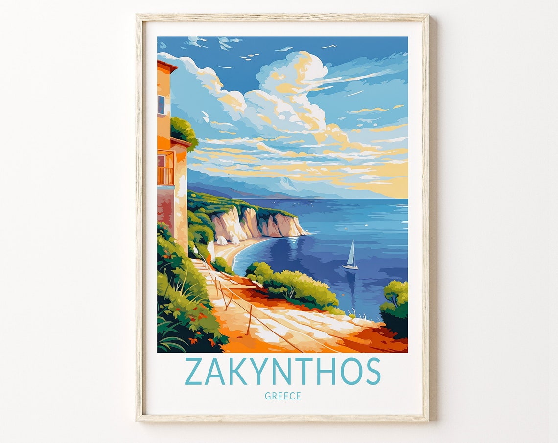 Zakynthos Greece Travel Print Zakynthos Travel Art Wall Decor Greek Island Home Decor Wall Art City Travel Poster Gifts
