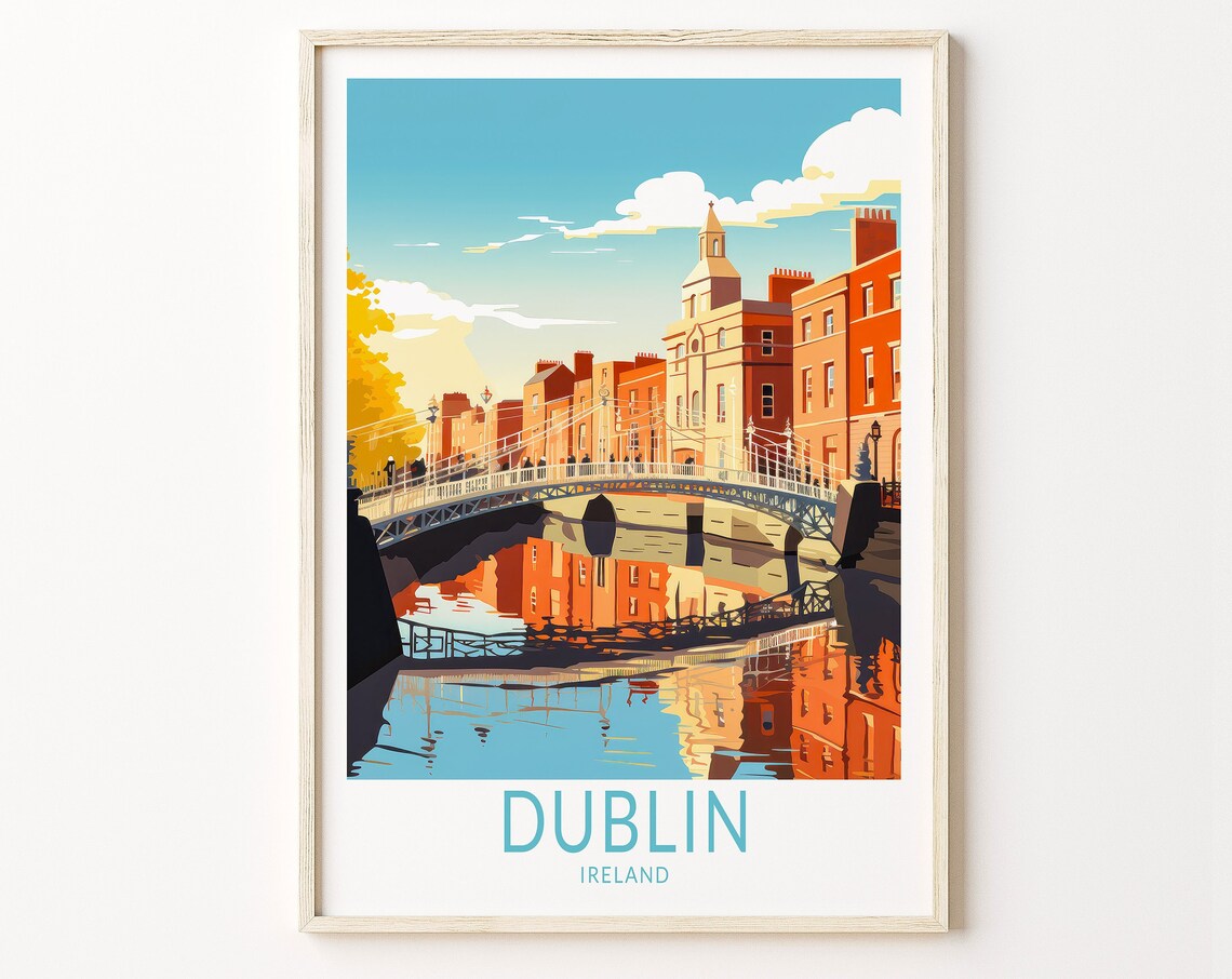 Dublin Ireland Custom Travel Poster Print