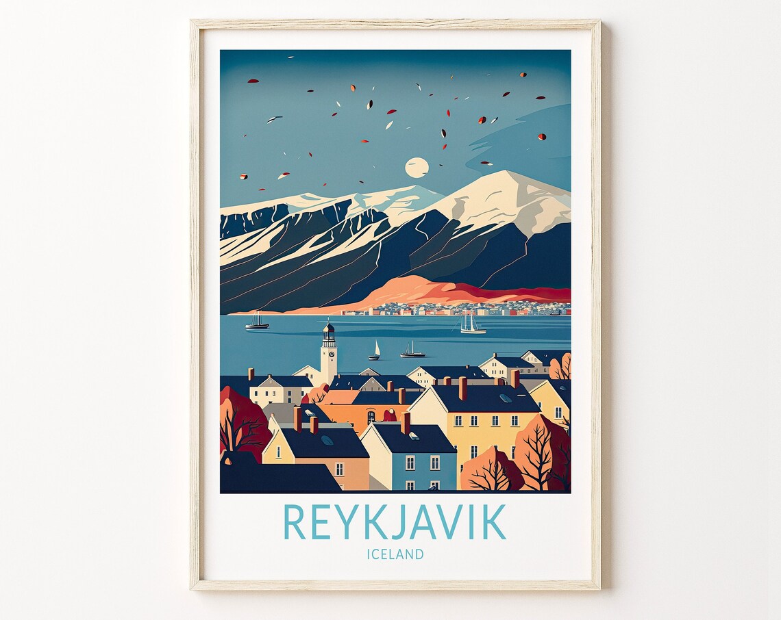 Reykjavik Travel Poster, Iceland Travel Art Print