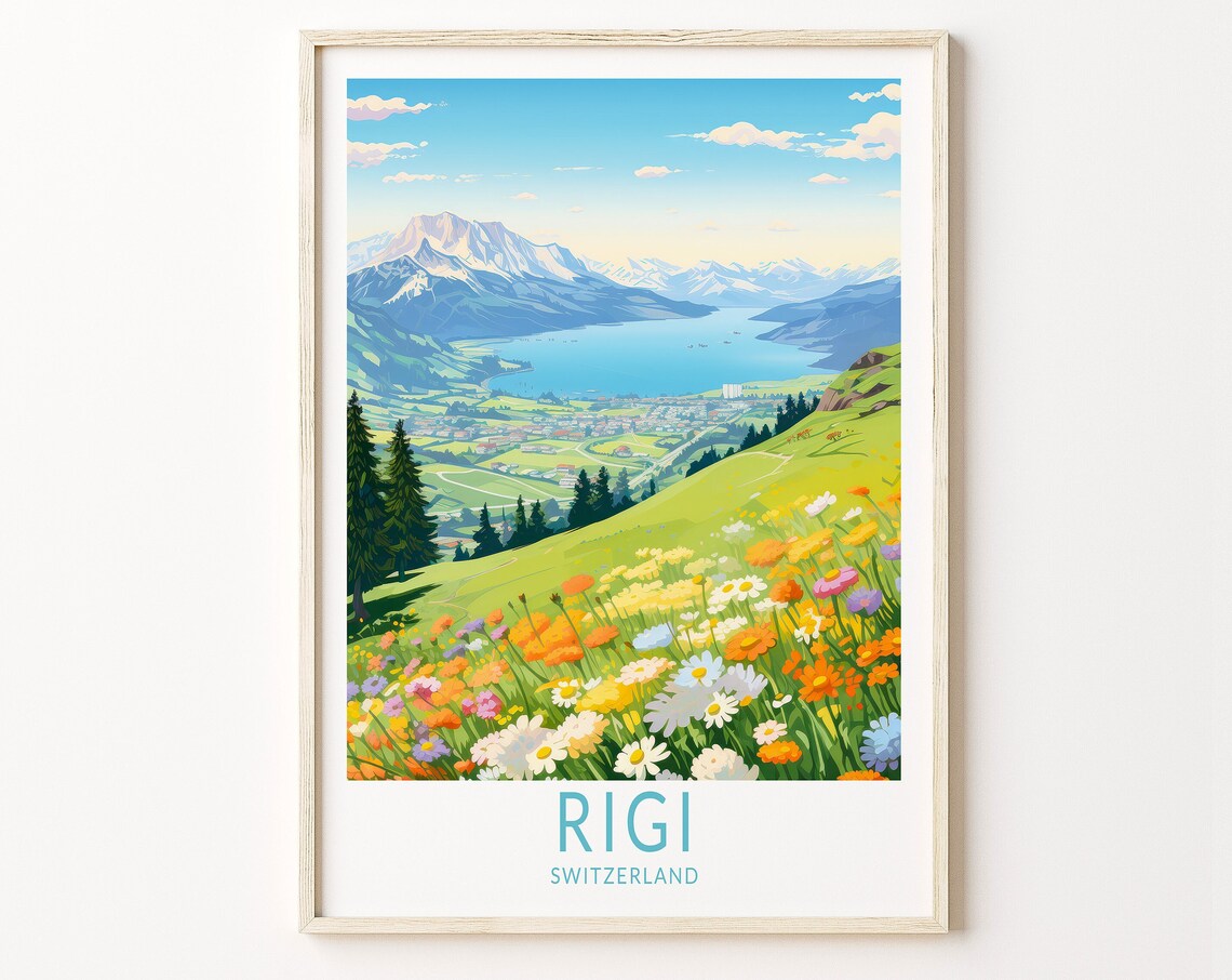 Rigi Switzerland Travel Poster, European Travel Print