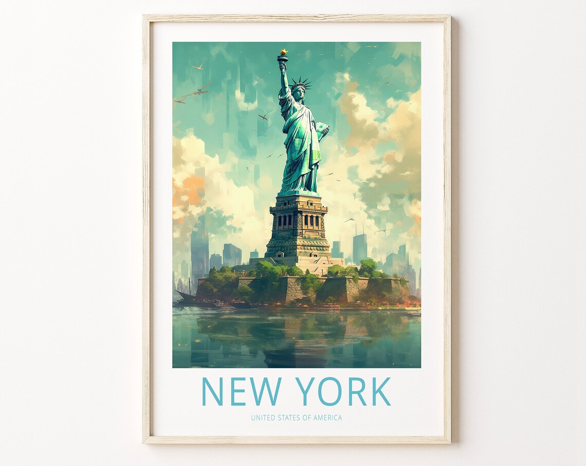 New York City Travel Poster, Statue Of Liberty
