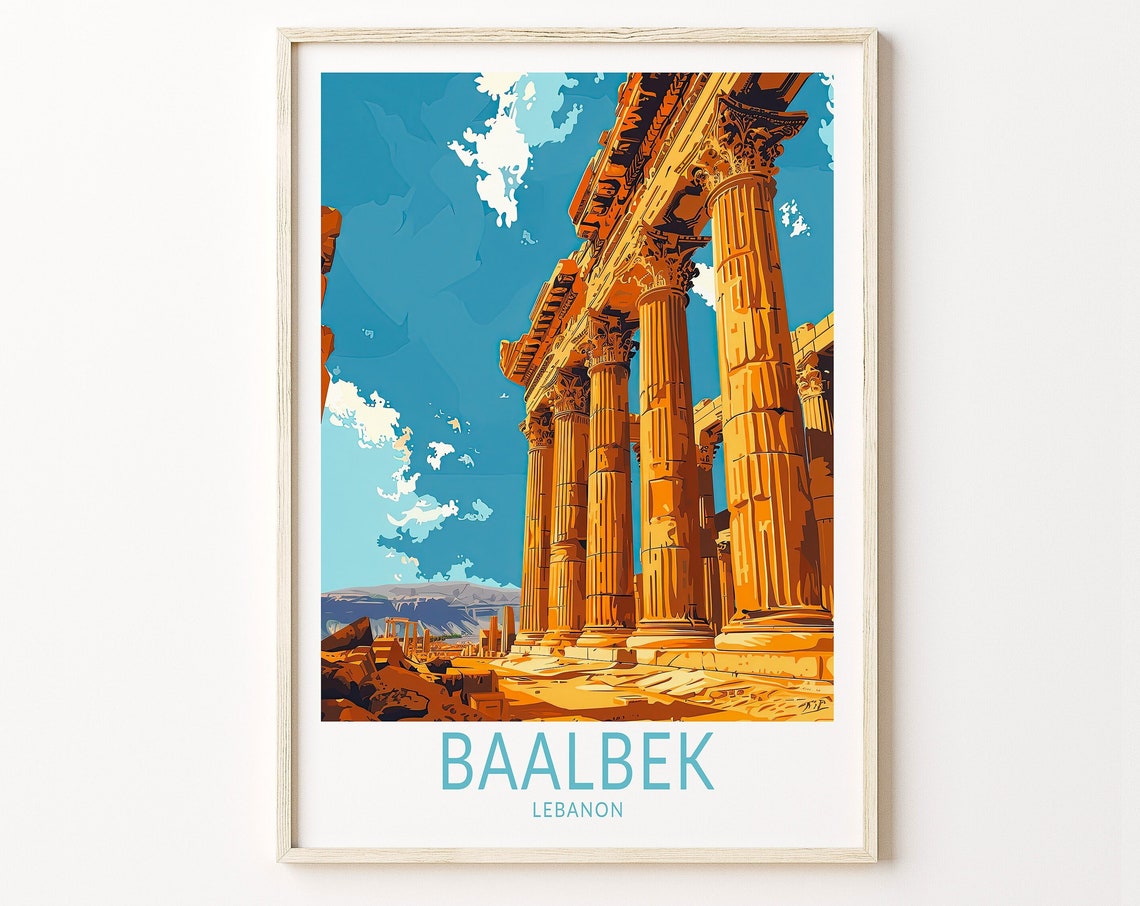 Baalbek Lebanon Print Lebanon Travel Wall Art Baalbek Custom Travel Poster Temple Of Bacchus Poster Personalised Gifts