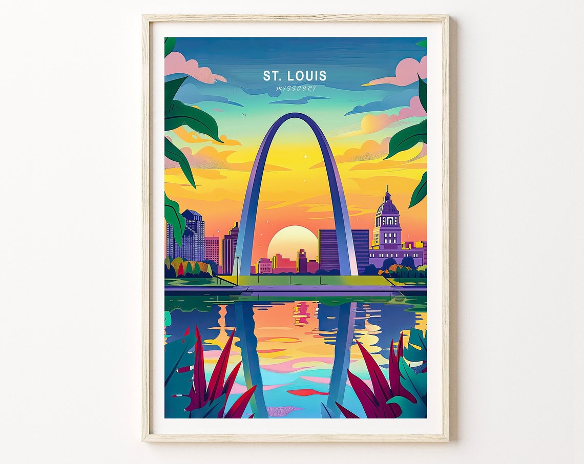 St. Louis Missouri Gateway Arch Sunset Skyline Travel Poster