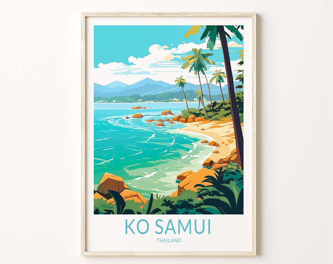 Ko Samui Thailand Travel Poster, Island Wall Art
