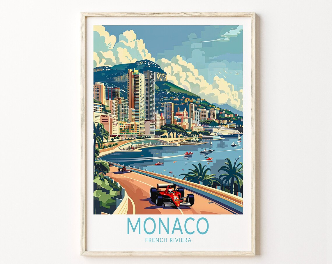 Monaco French Riviera Travel Poster, French Riviera