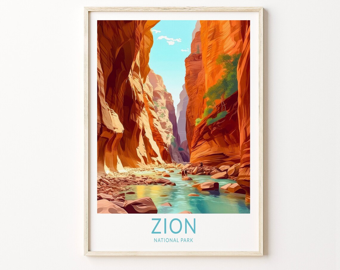 Zion Utah Travel Poster, National Park Art Print