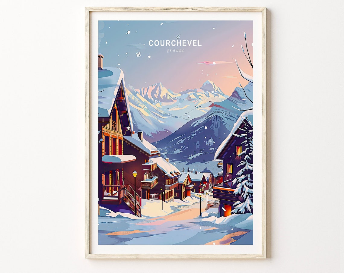 Courchevel France Poster France Winter Wall Art Courchevel Travel Wall Decor Custom Travel City Poster Wedding Gifts