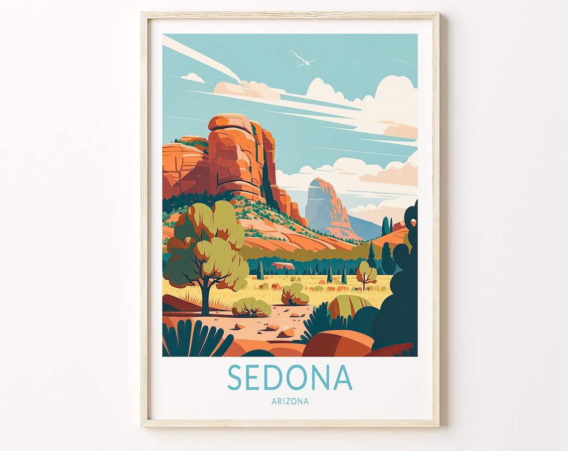 Sedona National Park Travel Poster, Arizona Wall Art