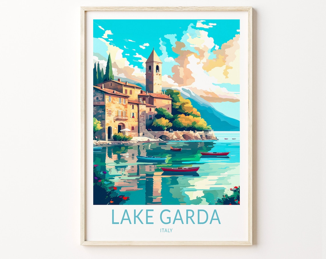 Lake Garda Italy Travel Poster, Europe Wall Decor