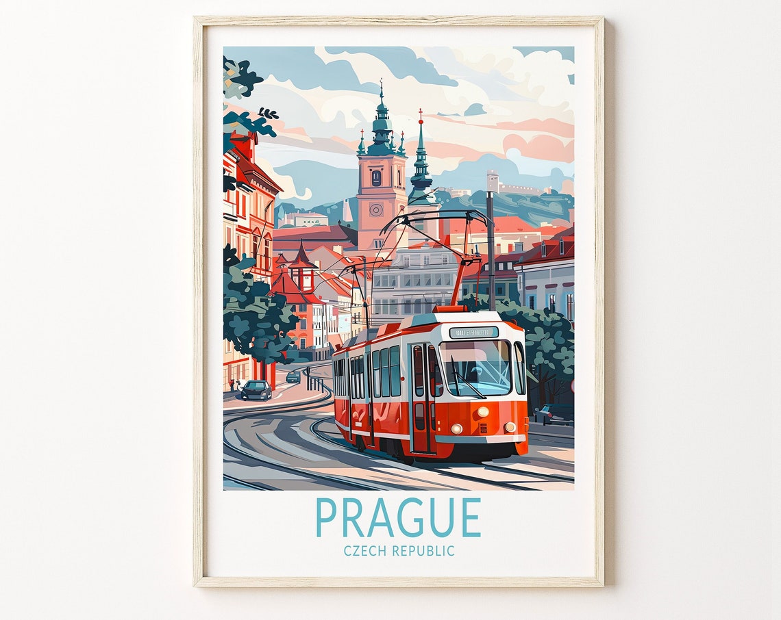 Prague Travel Poster Europe City Poster Czech Republic Wall Art Prague Travel Home Decor Personalised Gifts Travel Gifts