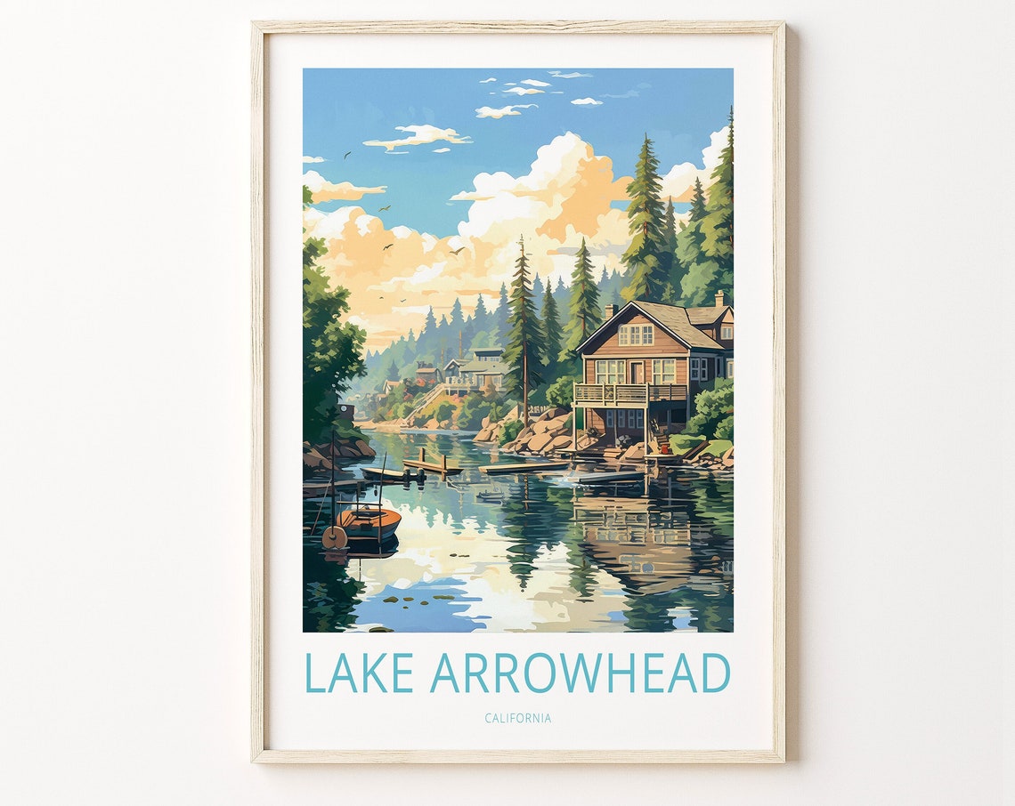 Lake Arrowhead Travel Poster Lake Arrowhead California Wall Art California Travel Home Decor Wall Art City Travel Poster Gifts