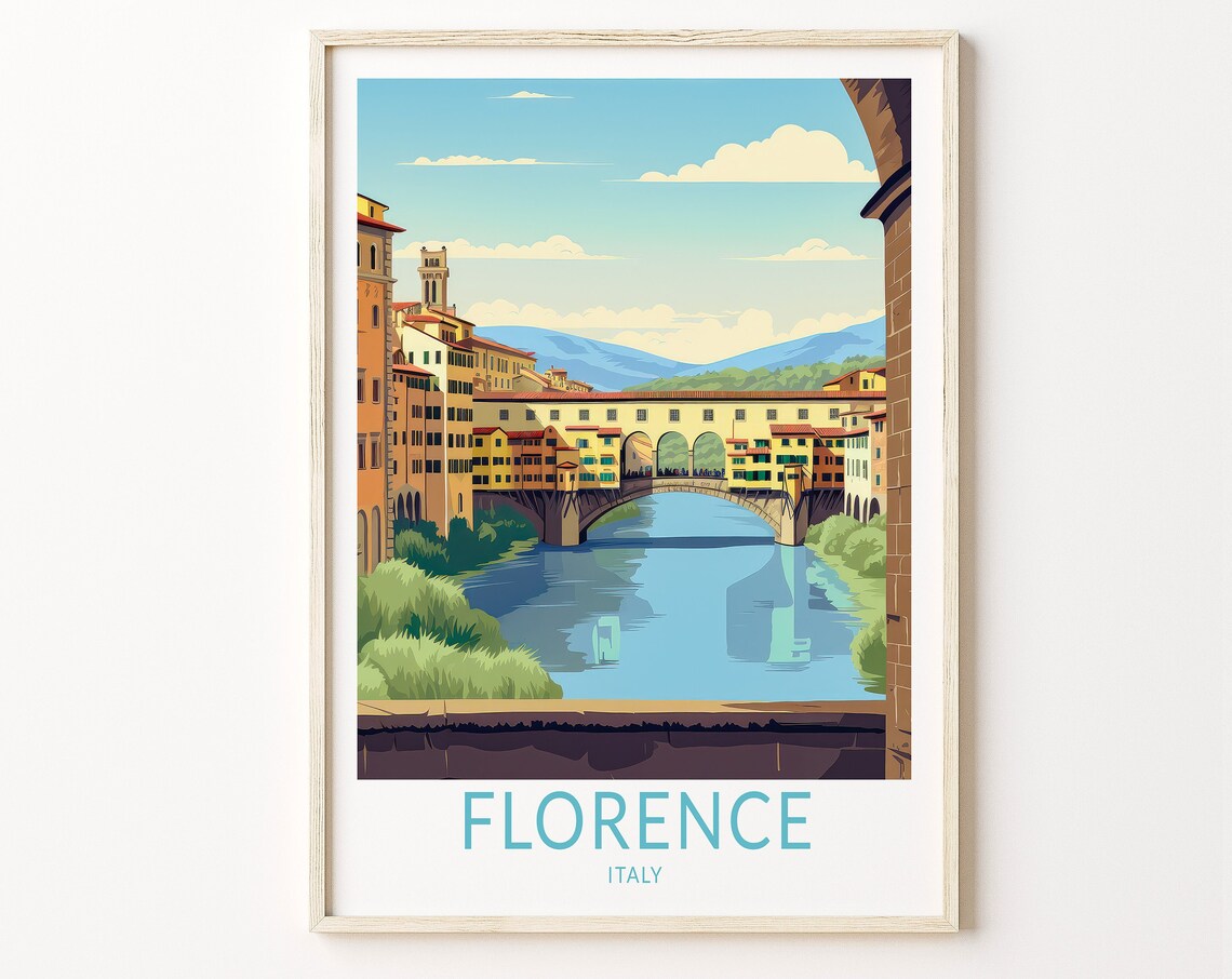 Florence Italy Travel Poster, Home Decor Wall Art