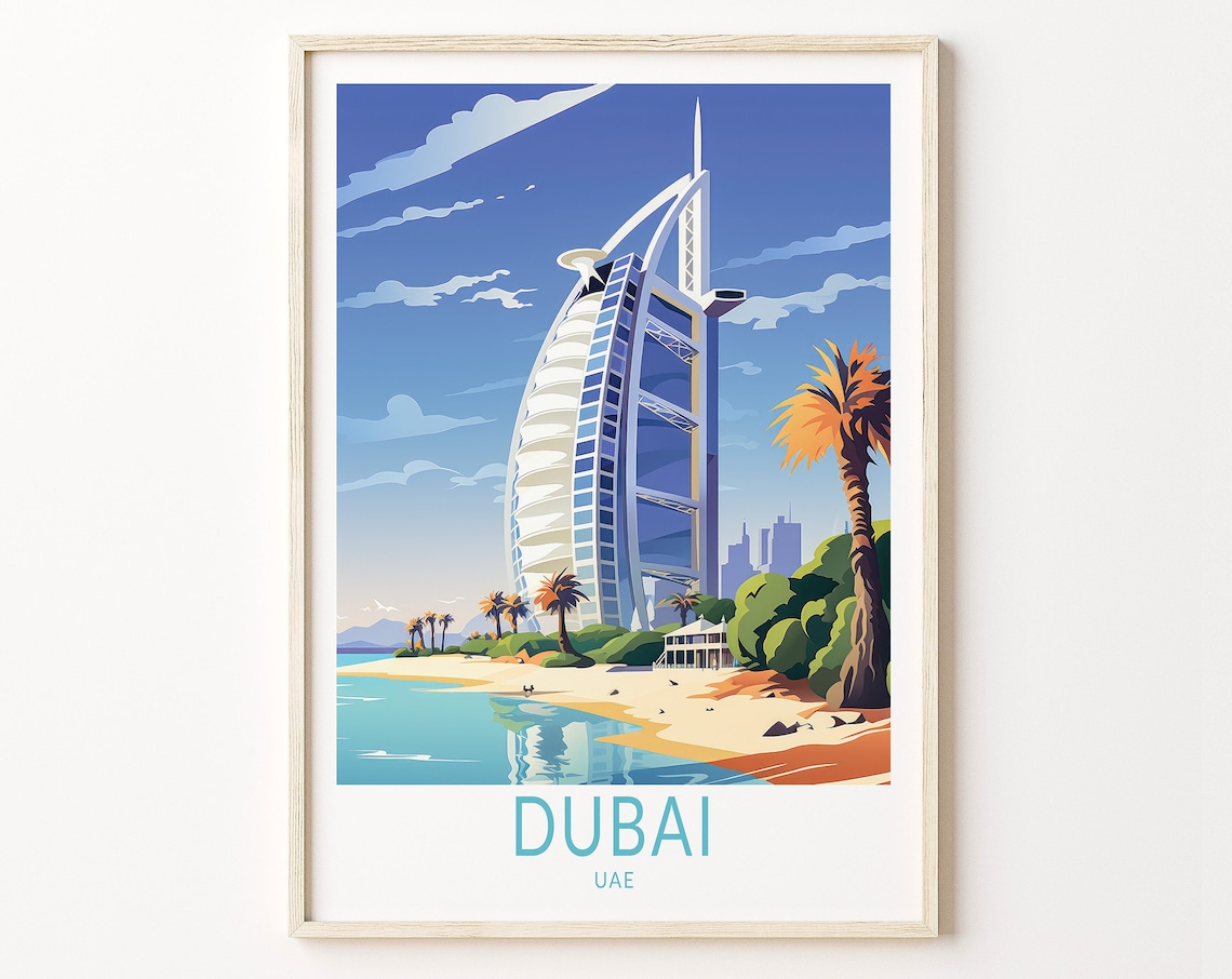 Dubai Travel Poster, United Arab Emirates Art Print