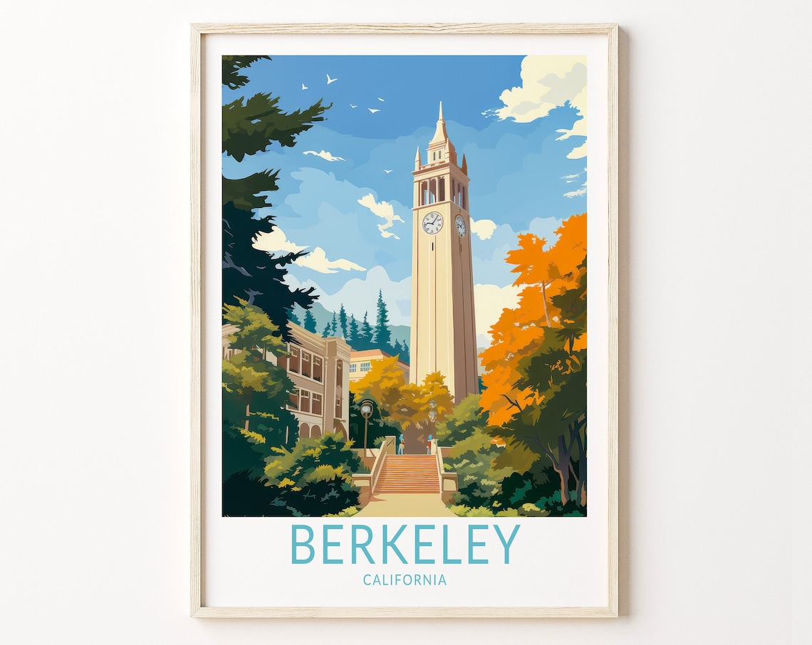 Berkeley University Travel Poster, California Campus
