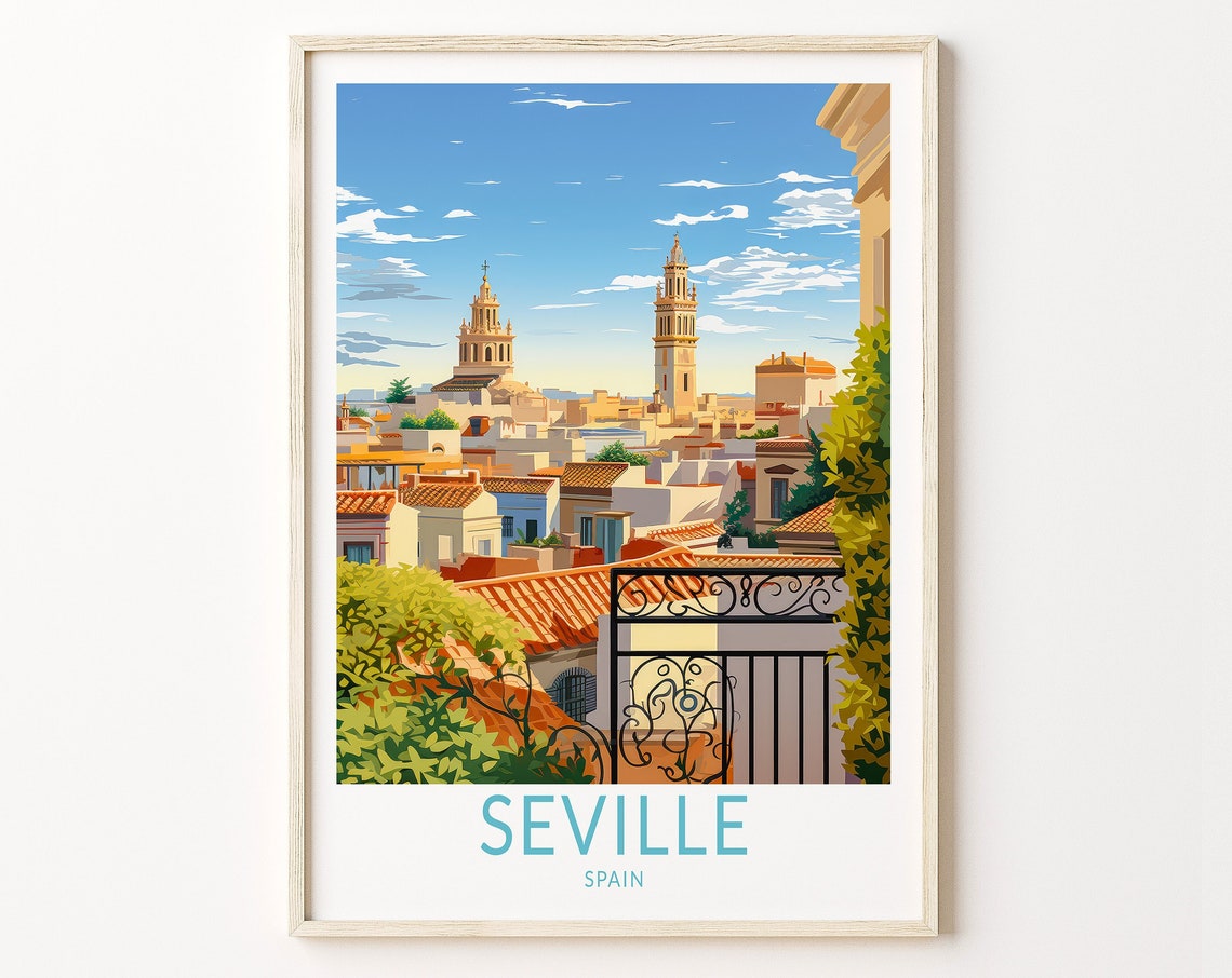 Seville Spain Travel Poster Seville Spain Poster Print Spain Wall Art Spain Wall Decor Seville Travel Print Birthday Gift