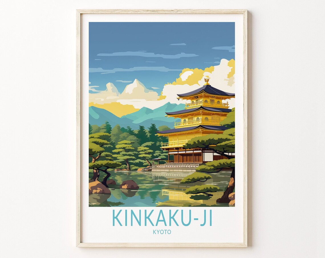 Kinkaku-ji Kyoto Japan Golden Pavilion Temple Garden Travel Poster