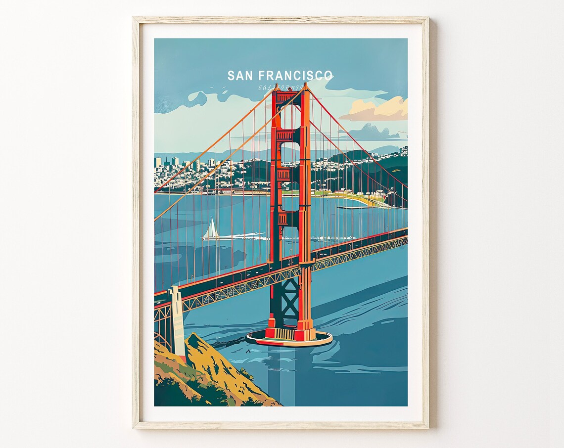 San Francisco Travel Poster, Golden Gate Bridge