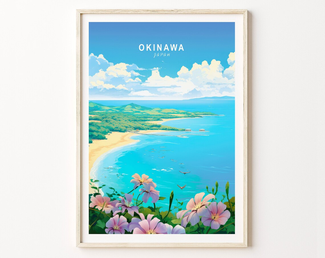 Okinawa Tokyo Japan Travel Poster, Japanese Print