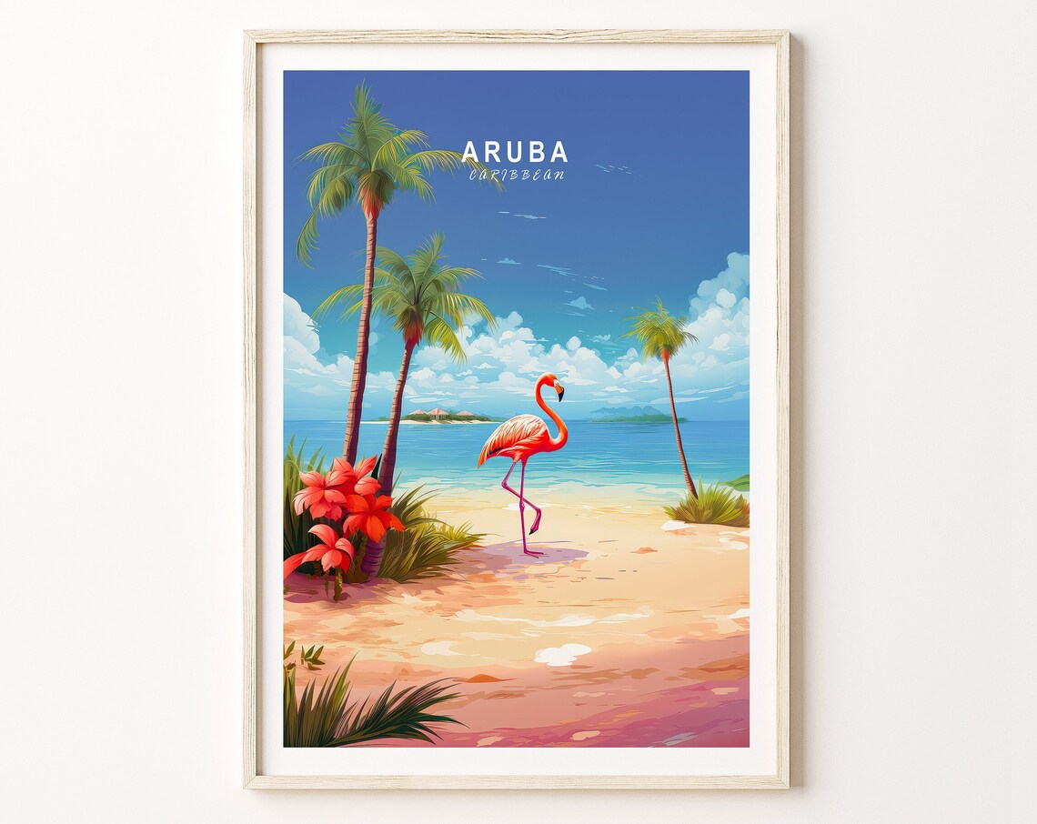 Aruba Caribbean Travel Poster, Personalized Art Print